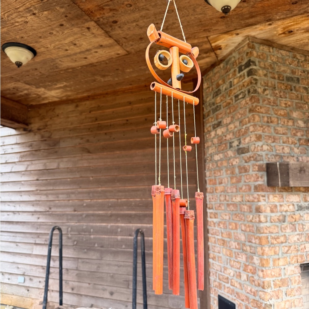 Vintage Owl Bamboo Wood Chime